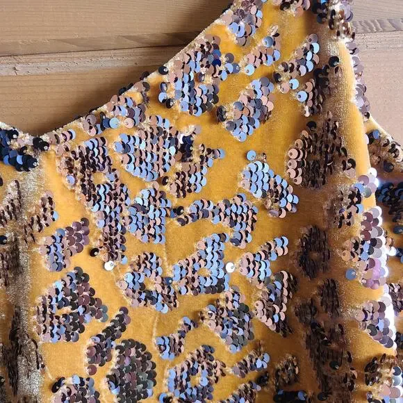Anthropologie Esther Top Sequin Velvet Leopard Tank NWT XS Boho Blouse Shirt Y2K - Picture 5 of 5